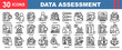 © captain_kid - data assessment icon collection set.Questionnaire,Responses,Surveyor,Feedback,Analysis,Rating,Evaluation.Simple line vector.