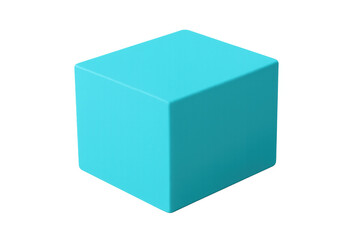 Poster - Rotating light blue cube on transparent background, perfect for presentations, websites, and graphic design projects