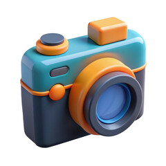 Aufkleber - 3d toy camera with orange accents isolated on transparent background