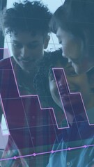 Poster - Animation of financial data processing over diverse business people discussing work at office