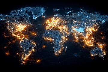 Aufkleber - A globe with a network of lights on it