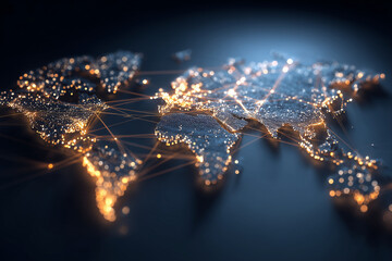 Aufkleber - A globe with a network of lines connecting it