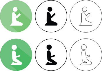 Poster - Prayer icons in different styles on green and white circle backgrounds