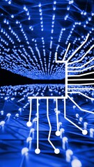 Poster - Animation of ai data processing and icons over mesh of connections