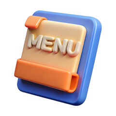 Aufkleber - 3d menu icon with orange and blue design isolated on transparent background