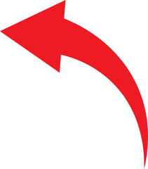 Poster - Bold red arrow pointing left and curved downward against white background