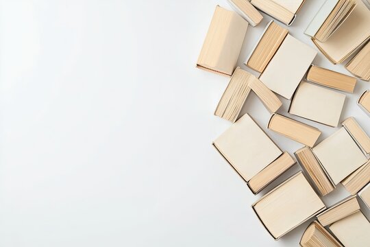 Vibrant Color Image of High Angle View of Books Against White Background