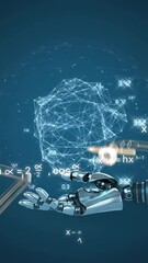  - Animation of scientific data processing over robot's arm and globe
