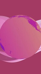 Poster - Animation of globe over pink layers waving over dark pink background