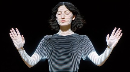 Aufkleber - A mesmerizing figure stands gracefully, embodying technology and art. The composition evokes a sense of tranquility. Ideal for modern aesthetics and creative projects. AI