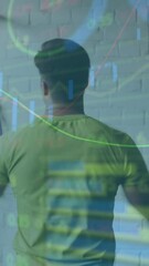 Poster - Animation of graphs, loading circles and trading board over caucasian man doing pullups