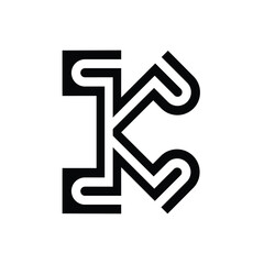 Leinwandbilder - Abstract Geometric Letter K Logo with Symmetrical Circuit Style
