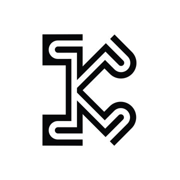 Abstract Geometric Letter K Logo with Symmetrical Circuit Style