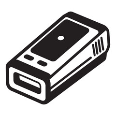 Fototapete - Black and white isometric illustration of a portable electronic device with various features