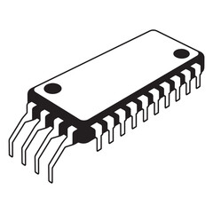 Poster - Black and white isometric vector illustration of a dip integrated circuit component