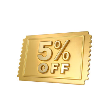 Golden Discount Coupon isolated on a transparent background