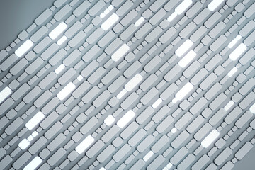 Aufkleber - Abstract futuristic glowing panel pattern with diagonal geometrical shapes on grey backdrop, ideal for modern tech design and innovation template. 3D Rendering