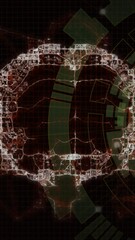Poster - Animation of scientific data processing, dna strand and human brain over dark background