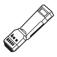 Fototapete - Isolated black and white vector illustration of a modern usb flash drive for technology designs