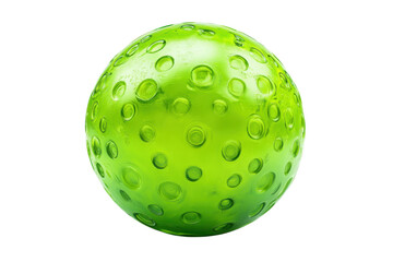 Poster - Lime Green Sphere with Circular Indentations on a Black Backdrop Abstract Design Modern Art on transparent background