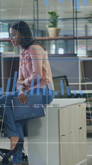 Poster - Animation of financial data processing over diverse business people in office