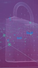Poster - Animation of padlock, icons and data processing over network of connections