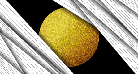 Aufkleber - Abstract black and white striped background with golden grunge grainy circle. Retro vector design