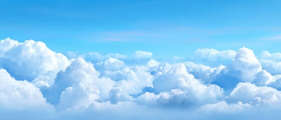 a bright blue sky filled with large, fluffy white clouds creating a serene and peaceful atmosphere.