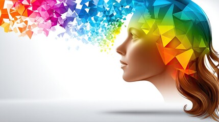 Wall Mural - Colorful geometric female head design