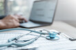 © Garun Studios - Health insurance concept. Healthcare and medical care. Life insurance policy. Medicine, Hospital, Stethoscope, Doctor. Patient business. Healthcare expense.