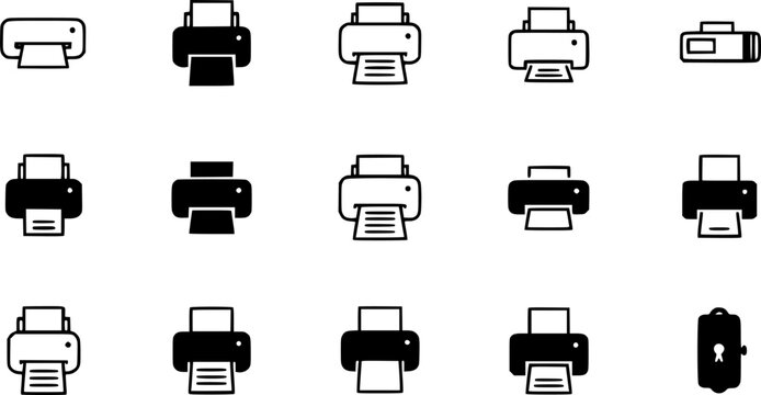 Printer Icons - Vector Set of Printers in Various Styles