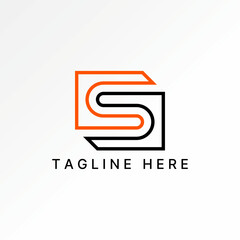 Poster - Logo design graphic concept creative premium vector stock image top sell initial S font line square motif 3D pattern aesthetic art flip monogram brand
