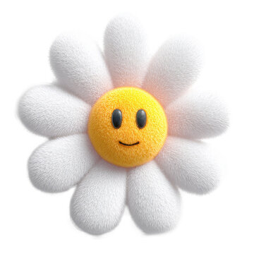 Plush Flower isolated on white background. 3d design element.