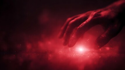 Poster - Hand hovering over a red emergency shutdown hologram in a data breach scenario