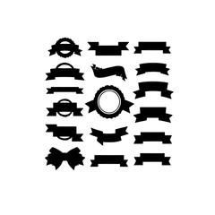 Aufkleber - Collection of various black silhouette banner and ribbon shapes set
