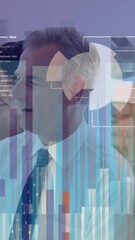 Poster - Animation of financial data processing over diverse business people in office