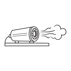 Poster - Simple black and white illustration of an electric fan blowing air or smoke
