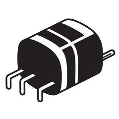 Fototapete - Simple black and white vector illustration of a capacitor electronic component