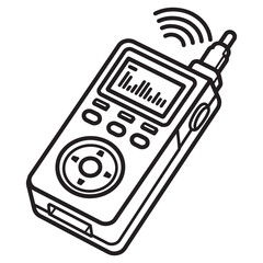 Fototapete - Vector illustration of a black and white electronic device showing wireless connectivity