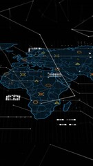 Poster - Animation of network of connections over world map on black background