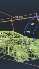 Poster - Animation of car interface over digital car on black background