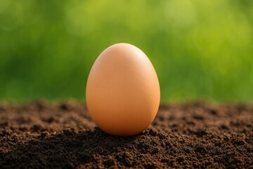 Poster - Fresh chicken eggs nestled in lush greenery with soil backdrop