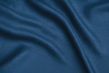Aufkleber - Luxurious blue silk fabric featuring a textured, distressed finish with a midnight-inspired palette, perfect for creating elegant designs. The fabric boasts an ultra-soft, hand-washed feel with a