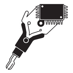 Poster - A conceptual hand holding a microchip representing technology and digital innovation