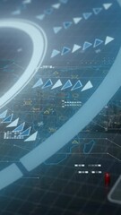 Poster - Animation of network of connections with icons over pattern and data processing
