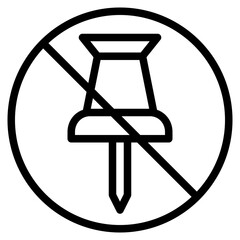 Poster - Pin Not Allowed Black and White Icon Graphic Simple Illustration