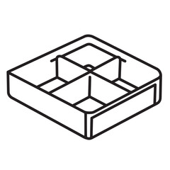 Poster - Isometric view of a four compartment organizer box isolated on a white background