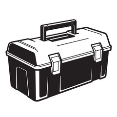 Fototapete - Simple black and white toolbox illustration ideal for construction repair and maintenance projects