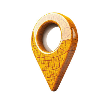Wooden Map Pointer Icon Location Sign Destination Guide Travel Place on transparent background