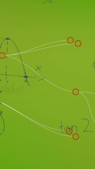 Poster - Animation of connecting dots and mathematical equations floating against green background